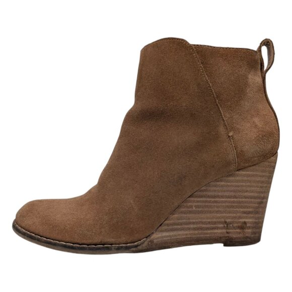 Lucky Brand Yezzah Oiled Suede Booties Womens Honey Brown Ankle Boots Sz 8.5 - Picture 3 of 14